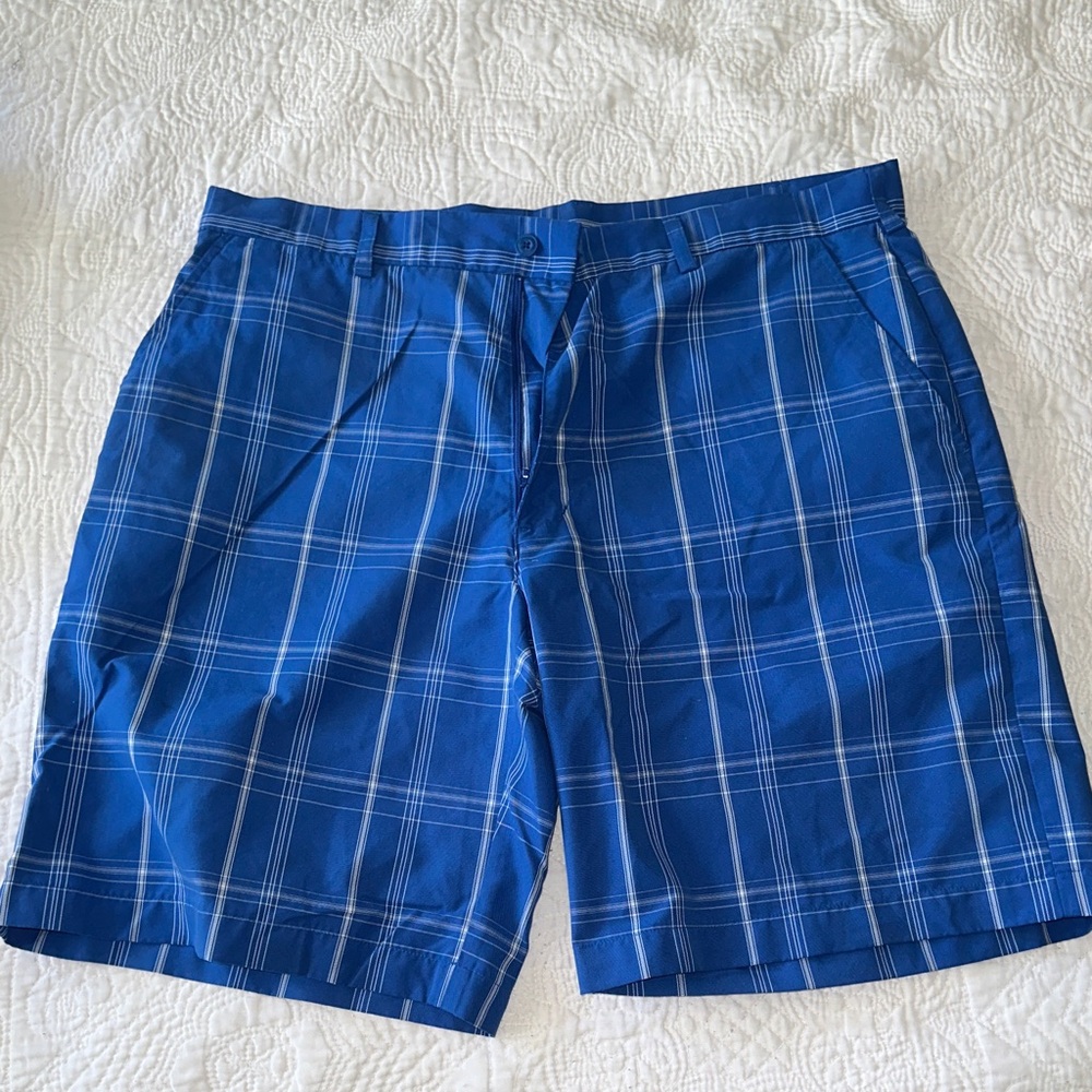 PGA Tour Blue Plaid Men's Shorts